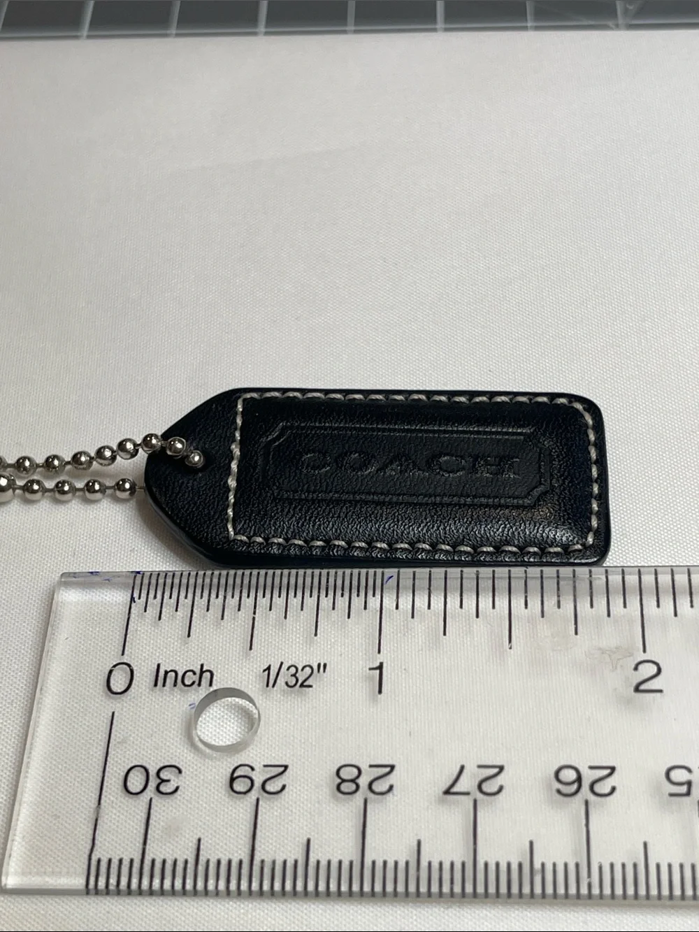 COACH Black Leather Hang Tag with Ball Chain - Picture 1 of 2